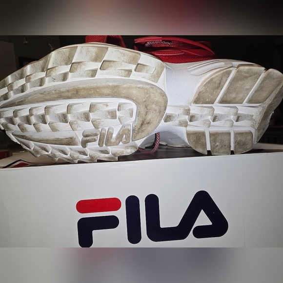 Fila Disruptor Ballistic Red Mesh High Top Sneakers Size 10 - Picture 8 of 10